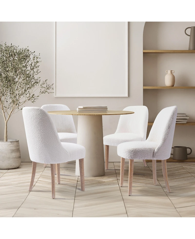 Mid-Century Modern Upholstered Boucle Dining Chair (Set of