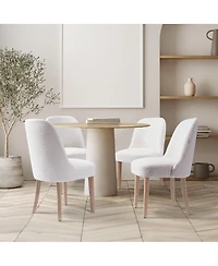 Mid-Century Modern Upholstered Boucle Dining Chair (Set of