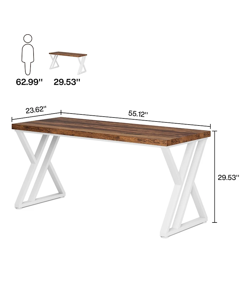 Tribesigns Writing Computer Desk, 55 inch Heavy Duty Study Desk with Z-Shaped Metal Leg, Modern Simple Home Office