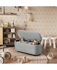 WestinTrends 42" Wide Mid-Century Modern Upholstered Velvet Tufted Oval Storage Ottoman Bench