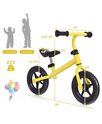 Sugift Kids No Pedal Balance Bike with Adjustable Handlebar and Seat - Yellow