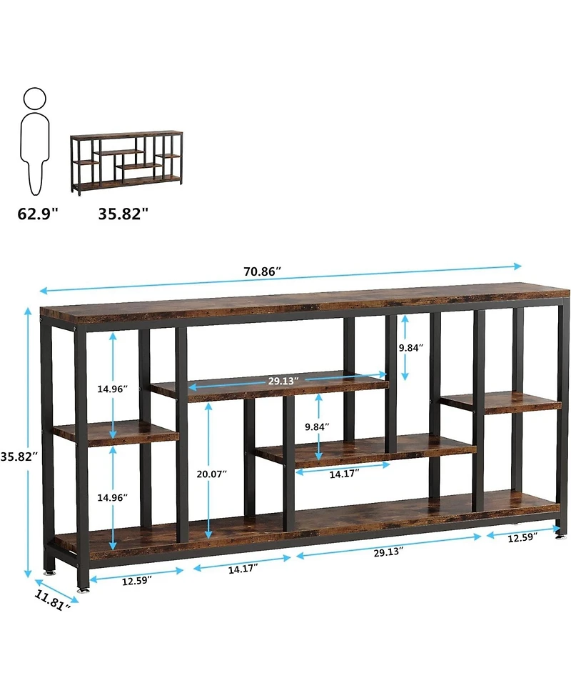 Tribesigns Console Sofa Table, 70.9 inch Extra Long Table Behind Couch with Storage Shelves, 3-Tier Industrial Narrow Entryway Hallway Accent fo