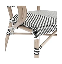 Merrick Lane Mael Stacking Thonet Bistro Style Chair With Arms, Textilene Seat, And Bamboo Finished Metal Frame For Indoor/Outdoor Use