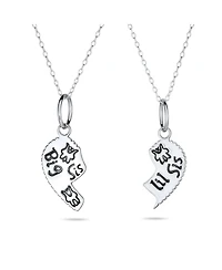 Bling Jewelry 2 Pcs Bff Best Friend Sisters Heart Puzzle Pendant Necklace Sterling Silver