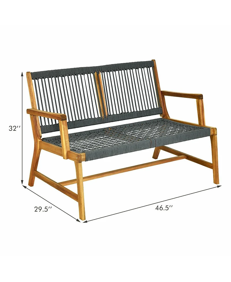 Sugift 2-Person Acacia Wood Yard Bench for Balcony and Patio