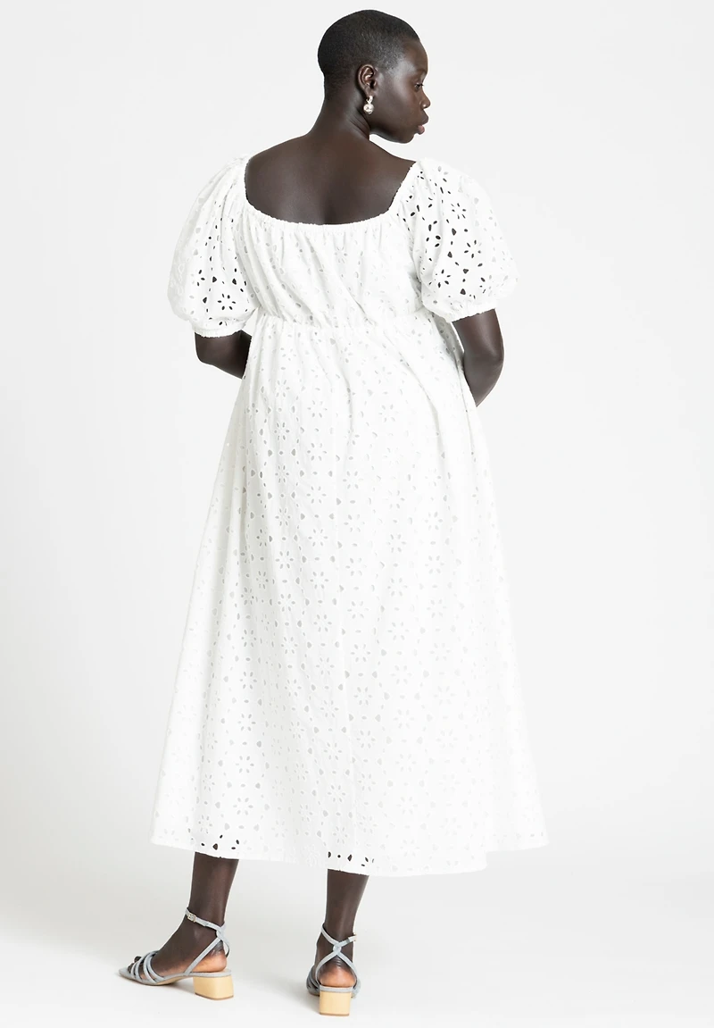 Eloquii Women's Plus Eyelet Tie Front Maxi Dress