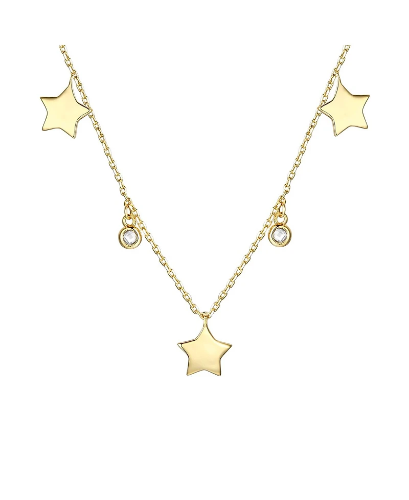GiGiGirl 14k Gold Plated with Cubic Zirconia Droplets & Star Charm Station Necklace