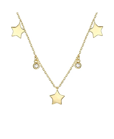 GiGiGirl 14k Gold Plated with Cubic Zirconia Droplets & Star Charm Station Necklace