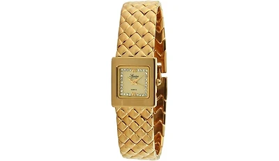 Swiss Edition Women's Luxury 23K Gold Plated Small Square Weave Bracelet