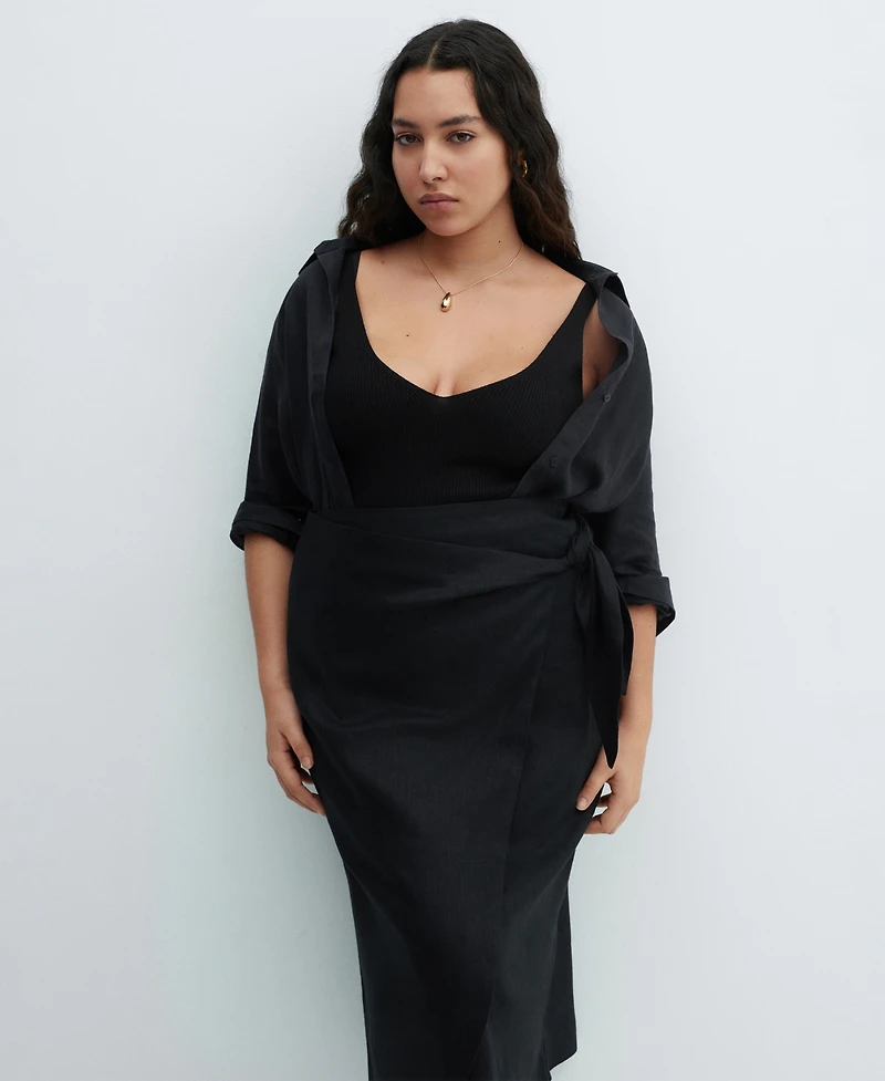 Mango Women's Bow Linen Skirt