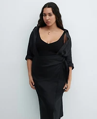Mango Women's Bow Linen Skirt
