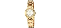 Timetech Women's Gold Plated Panther Link Bracelet Dress Watch with White Dial