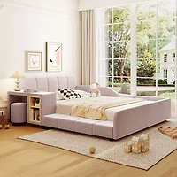 Velvet Upholstered Grounded Bed Set