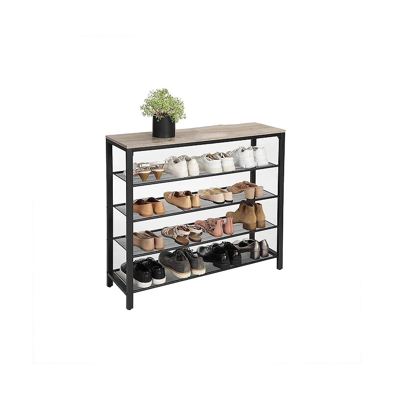 Slickblue Indestic Shoe Rack with 4 Mesh Shelves and Large Top for Bags