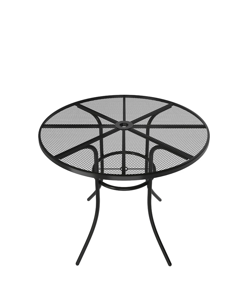 Mondawe Steel Mesh Table Round Circle Dining Table With Umbrella Hole For Patios