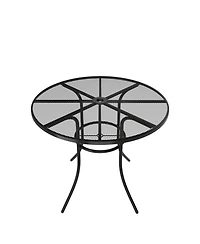 Mondawe Steel Mesh Table Round Circle Dining Table With Umbrella Hole For Patios