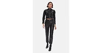 Furniq Uk Women's Cropped Leather Jacket, Black