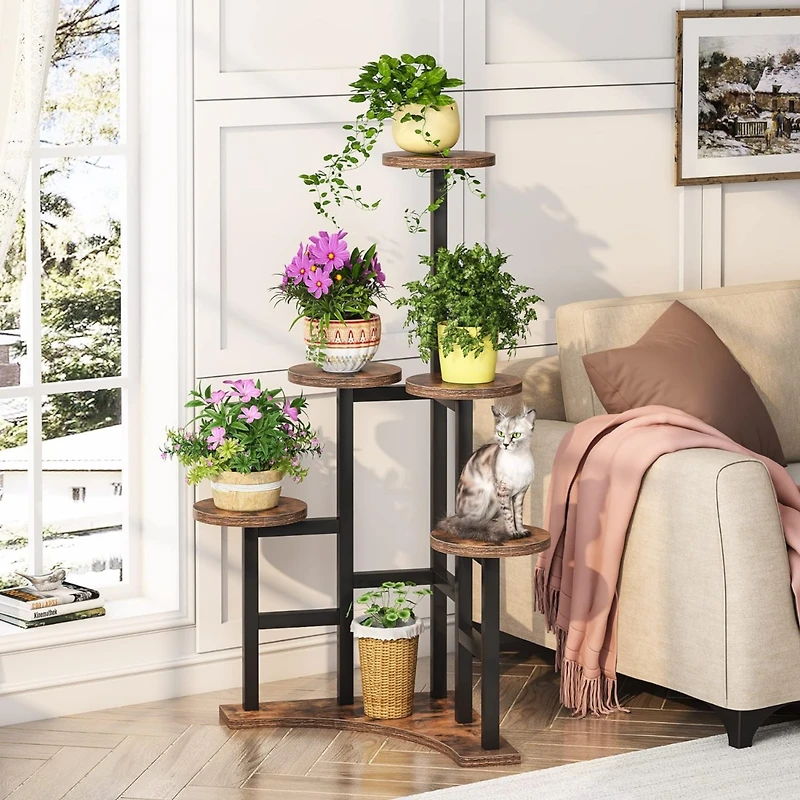 Tribesigns Corner Plant Stand Indoor, 6 Tiered Plant Shelf Flower Stand, Tall Multiple Potted Plant Holder Rack Planter Organizer for Living Room Balc