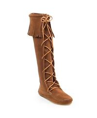 Minnetonka Women's Suede Front Lace Knee High Boots