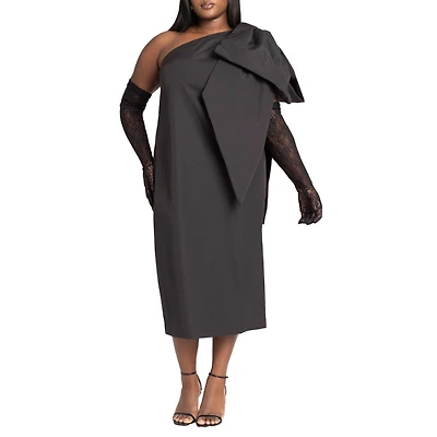 Eloquii Plus One Shoulder Bow Column Dress