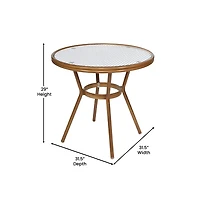 Merrick Lane Celia Bistro Style Table With Glass Top, Pe Rattan, Stack Chairs