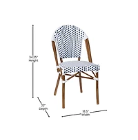 Merrick Lane Celia Bistro Style Table With Glass Top, Pe Rattan, Stack Chairs