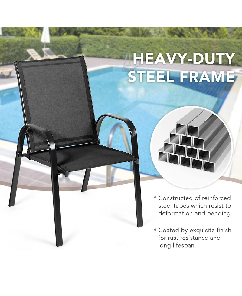 Sugift 2 Pieces Patio Outdoor Dining Chair with Armrest