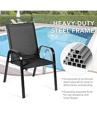 Sugift 2 Pieces Patio Outdoor Dining Chair with Armrest