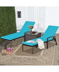 Inolait Outdoor Adjustable Reclining Patio Rattan Lounge Chair with Backrest