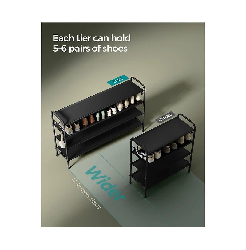 Slickblue Multi Tier Shoe Rack, Shoe Organizer, Fabric Shoe Shelf Storage, Height-Adjustable Shoe Rack