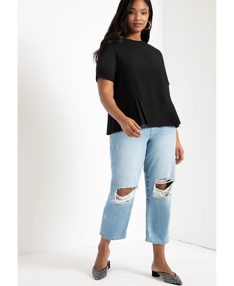 Eloquii Women's Plus Pleated Hem Top