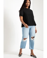 Eloquii Women's Plus Pleated Hem Top