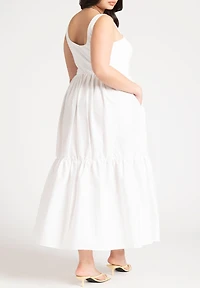 Eloquii Women's Plus Size Mixed Fabric Tank Dress