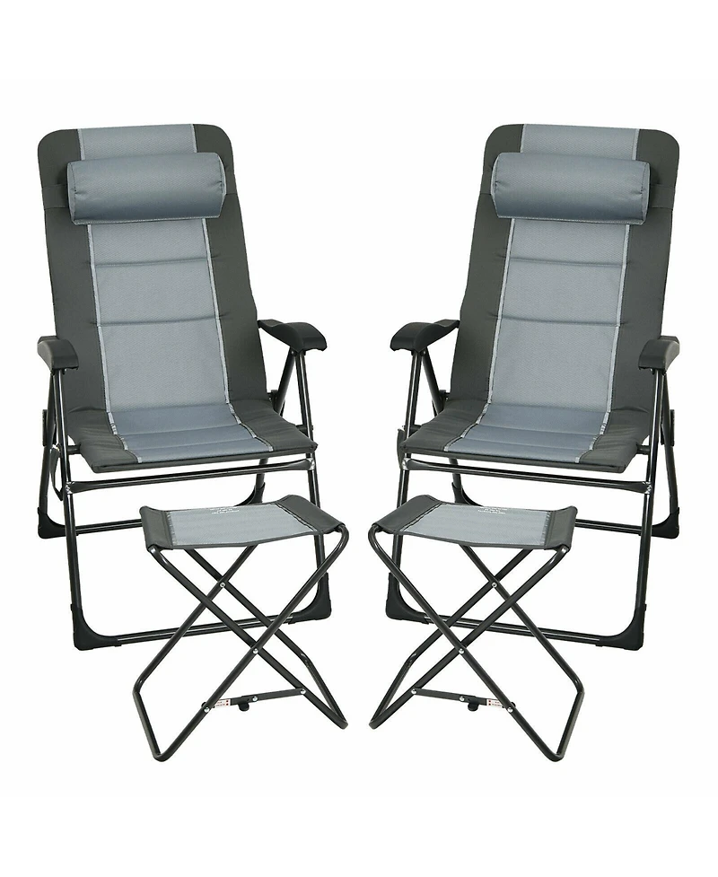 Sugift 4 Pieces Patio Folding Dining Chair Sets with Adjustable Backrest