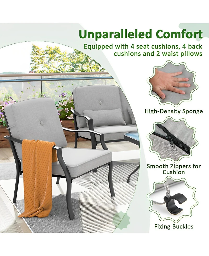 Sugift 2 Piece Patio Metal Chairs with Seat and Back Cushions