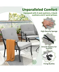 Sugift 2 Piece Patio Metal Chairs with Seat and Back Cushions