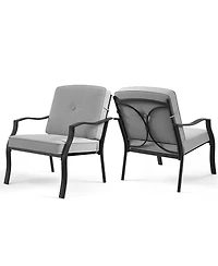Sugift 2 Piece Patio Metal Chairs with Seat and Back Cushions