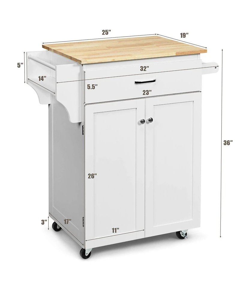 Sugift Rolling Kitchen Island with Spice Rack and Adjustable Shelf