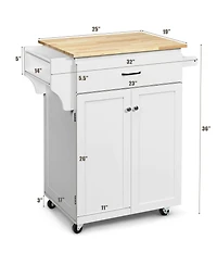 Sugift Rolling Kitchen Island with Spice Rack and Adjustable Shelf