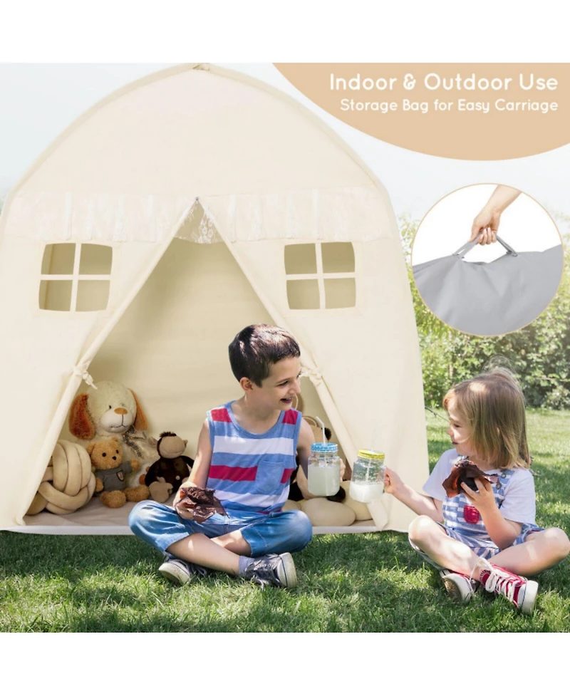 Sugift White Portable Indoor Kids Play Castle Tent