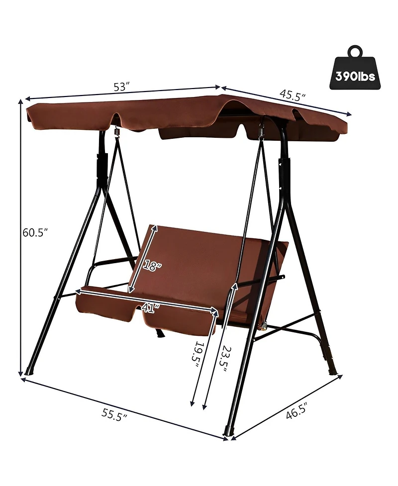 Sugift 2 Person Weather Resistant Canopy Swing for Porch Garden Backyard Lawn