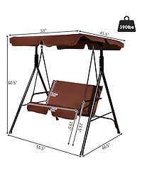 Sugift 2 Person Weather Resistant Canopy Swing for Porch Garden Backyard Lawn