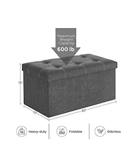 Slickblue Storage Ottoman Bench, 21 Gal. Folding Chest, Bed End Stool, Footstool With Breathable