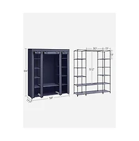 Slickblue Wardrobe, Closet, Portable Clothes Storage Organizer with Hanging Rail, Shelves, Fabric Cover