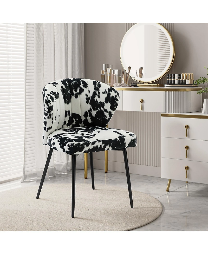 Dunten Contemporary Upholstery Accent Chair with Cowhide Pattern and Tufted Back