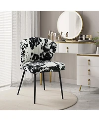 Dunten Contemporary Upholstery Accent Chair with Cowhide Pattern and Tufted Back