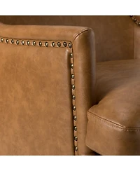 Hulala Home Konrad Contemporary Leather Armchair with Solid Wood Legs