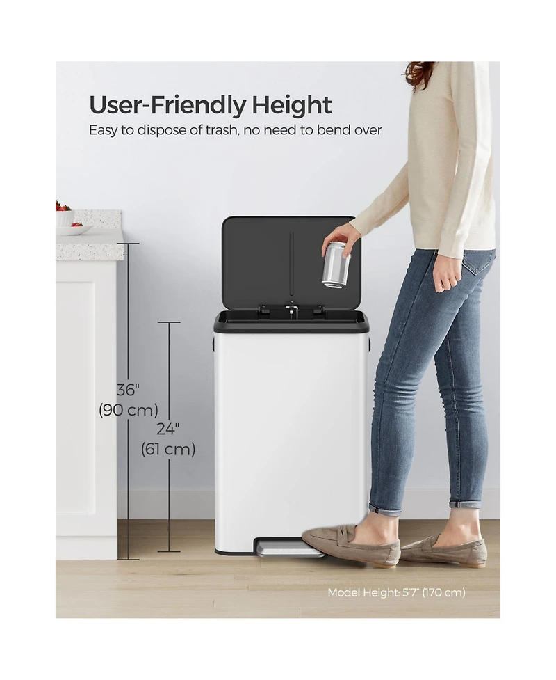 Slickblue Kitchen Trash Can, 10.5-Gallon Garbage Can with Lid and Wide Foot Pedal, Soft Close and Stays Open