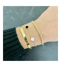 The Lovery Mini Mother of Pearl and Onyx Mixed Clover Bracelet 14K Gold
