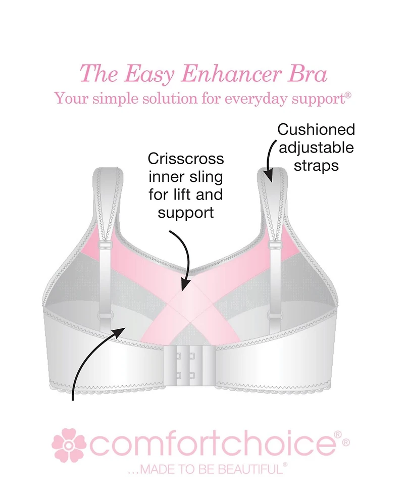 Comfort Choice Women's Easy Enhancer Lace Wireless Bra